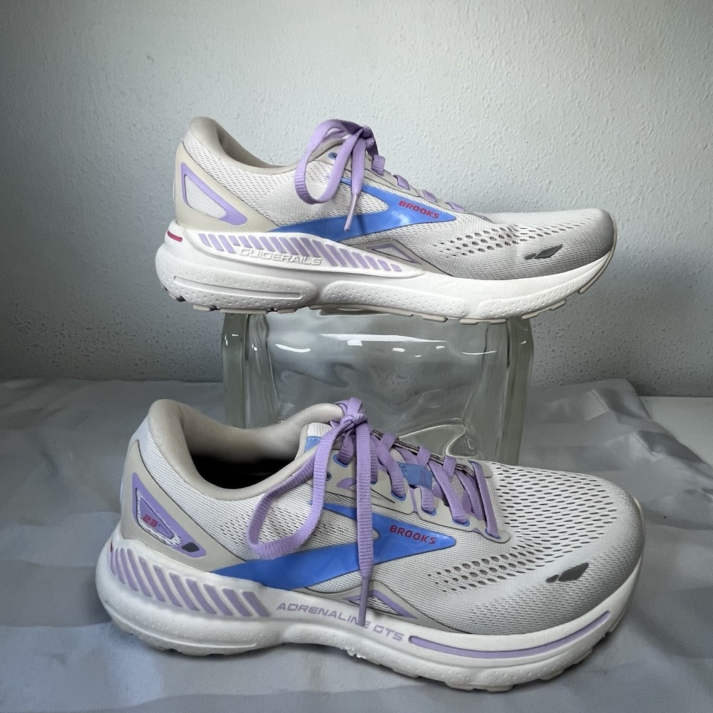 Brooks Adrenaline GTS 23 Sz 9 B Women's  Ivory Purple Running Shoes Dick's Sport